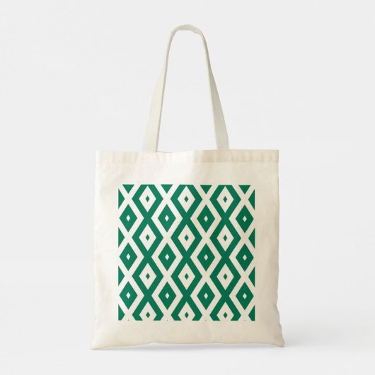 Bosgroen en wit diamantpatroon tote bag (Achterkant)