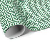 Bosgroen en wit Grieks sleutelpatroon Cadeaupapier (Rol Hoek)