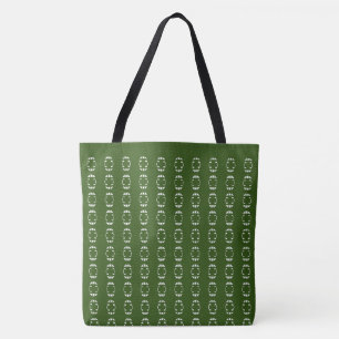 Bosgroen en wit kruispatroon tote bag
