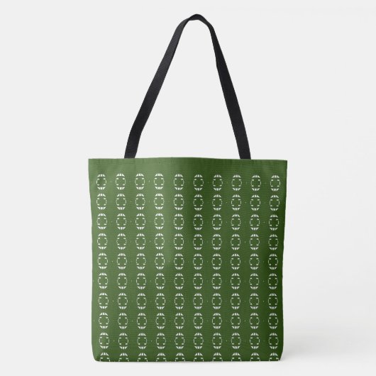 Bosgroen en wit kruispatroon tote bag (Voorkant)