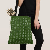 Bosgroen en wit kruispatroon tote bag (Dichtbij)