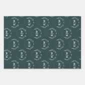 Bosgroen en Wit | Modern Initialen Monogram Inpakpapier Vel (Voorkant 2)