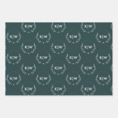 Bosgroen en Wit | Modern Initialen Monogram Inpakpapier Vel (Voorkant)