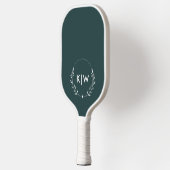 Bosgroen en Wit | Modern Initialen Monogram Pickleball Paddle (Links)