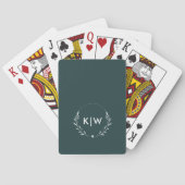 Bosgroen en Wit | Modern Initialen Monogram Pokerkaarten (Achterkant)