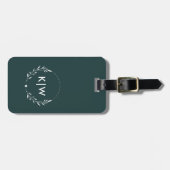 Bosgroen en Wit | Modern Monogram Initiaal Bagagelabel (Voorkant horizontaal)