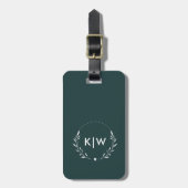 Bosgroen en Wit | Modern Monogram Initiaal Bagagelabel (Voorkant verticaal)