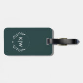 Bosgroen en Wit | Modern Monogram Initiaal Bagagelabel (Achterkant horizontaal)