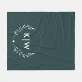 Bosgroen en Wit | Modern Monogram Initiaal Fleece Deken (Voorkant (Horizontaal))