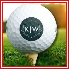 Bosgroen en Wit | Modern Monogram Initiaal Golfballen