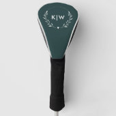 Bosgroen en Wit | Modern Monogram Initiaal Golfheadcover (Voorkant)