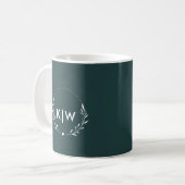 Bosgroen en Wit | Modern Monogram Initiaal Koffiemok (Voorkant links)