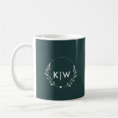 Bosgroen en Wit | Modern Monogram Initiaal Koffiemok (Links)