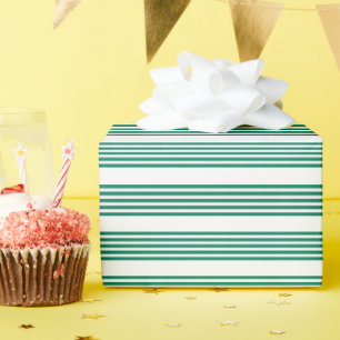 Bosgroen en wit vijf streepjespatroon cadeaupapier