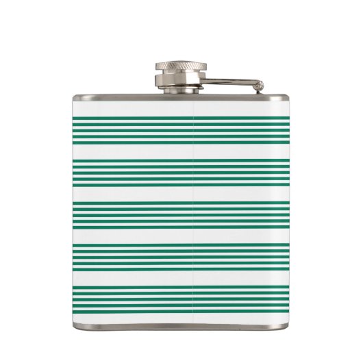 Bosgroen en wit vijf streepjespatroon heupfles (Achterkant)