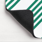 Bosgroen en wit vijf streepjespatroon muismat (Hoek)