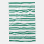 Bosgroen en wit vijf streepjespatroon theedoek (Verticaal)