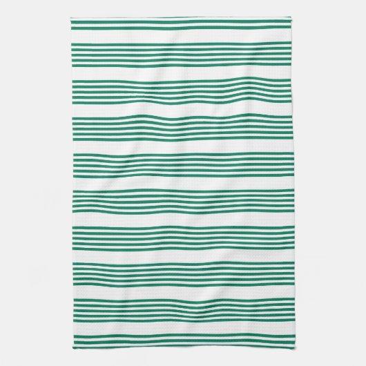 Bosgroen en wit vijf streepjespatroon theedoek (Verticaal)
