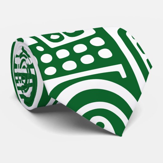bosgroen en witte krabbels van 7 stropdas (Opgerold)