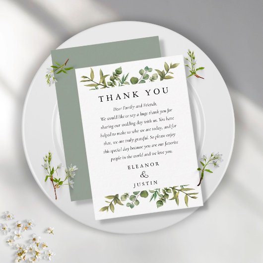 Bosgroen Eucalyptus Huwelijk Bedankt Plaatskaartje