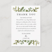 Bosgroen Eucalyptus Huwelijk Bedankt Plaatskaartje (Voorkant)