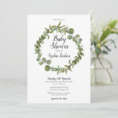 Bosgroen Eucalyptus Script Baby Shower Kaart (Staand voorkant)