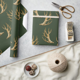 Bosgroen Gewei Patroon Mannelijk Cadeau Cadeaupapier