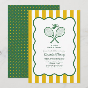 Bosgroen & Goud Preppy Tennis Bruidsfeest Kaart