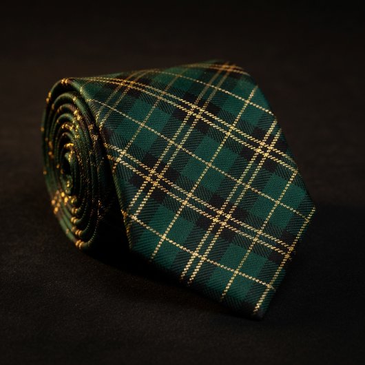 Bosgroen & Goud Schotse Ruit Plaid Stropdas