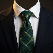 Bosgroen & Goud Schotse Ruit Plaid Stropdas
