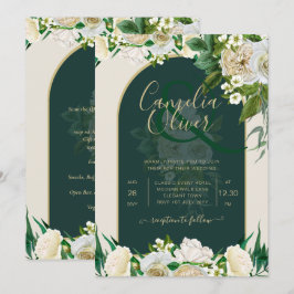 Bosgroen Goud Witte Rozen Winter Huwelijk Kaart