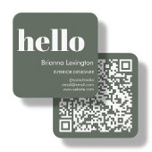 Bosgroen hallo | QR-code Social Media Vierkante Visitekaartje
