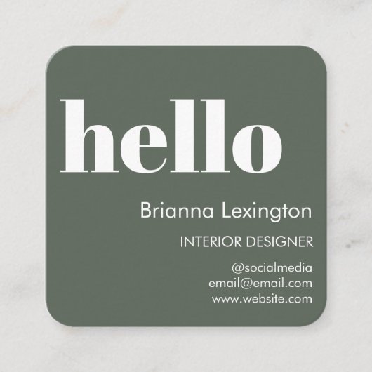 Bosgroen hallo | QR-code Social Media Vierkante Visitekaartje (Voorkant)