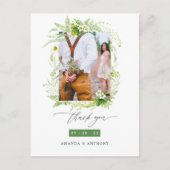 Bosgroen Huwelijksfoto Bedankt Briefkaart (Voorkant)