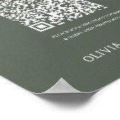 Bosgroen | Huwelijksfoto Delen QR Code Sign Poster (Hoek)