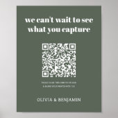 Bosgroen | Huwelijksfoto Delen QR Code Sign Poster (Voorkant)