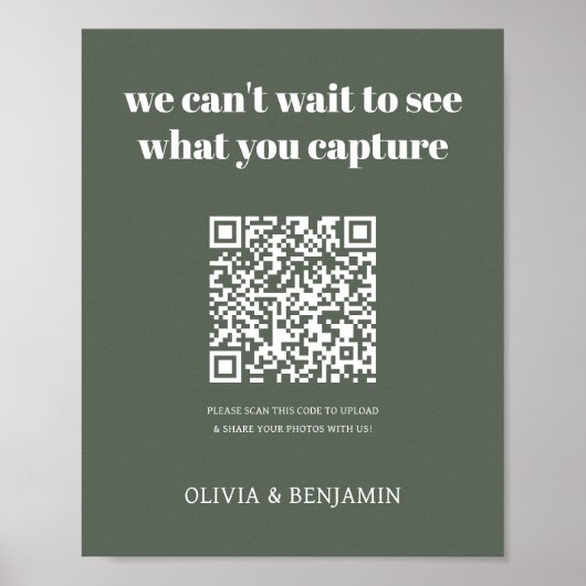 Bosgroen | Huwelijksfoto Delen QR Code Sign Poster (Voorkant)