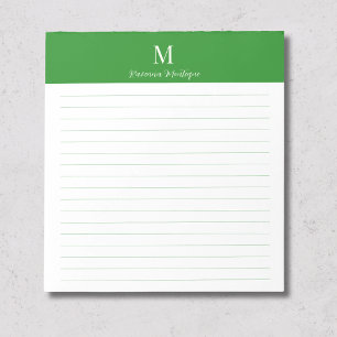 Bosgroen Klassiek Persoonlijk Monogram Gelinieerd Notitieblok