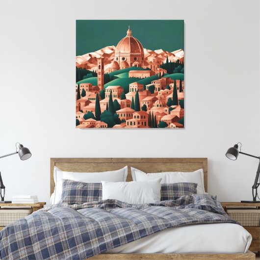 Bosgroen & Koper Italië AI-kunst Canvas Afdruk (Insitu (Slaapkamer))
