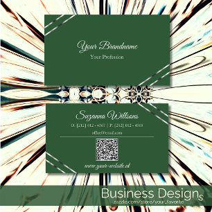 Bosgroen met zilveren lijnen en QR-code elegant Visitekaartje