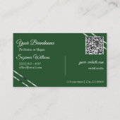 Bosgroen met zilveren lijnen Monogram QR-code Visitekaartje (Achterkant)