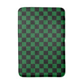 Bosgroen met zwart vierkant patroon badmat (Voorkant Verticaal)
