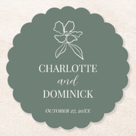 Bosgroen-minimaal Floral Wedding Decor Kartonnen Onderzetters