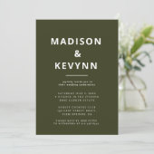 Bosgroen | Minimalistisch Scandi Modern Wedding Kaart (Staand voorkant)