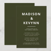 Bosgroen | Minimalistisch Scandi Modern Wedding Kaart (Voorkant / Achterkant)