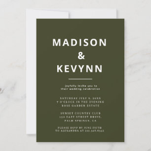 Bosgroen Minimalistisch Scandi Modern Wedding Kaart