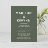 Bosgroen | Minimalistisch Scandi Modern Wedding Kaart (Staand voorkant)