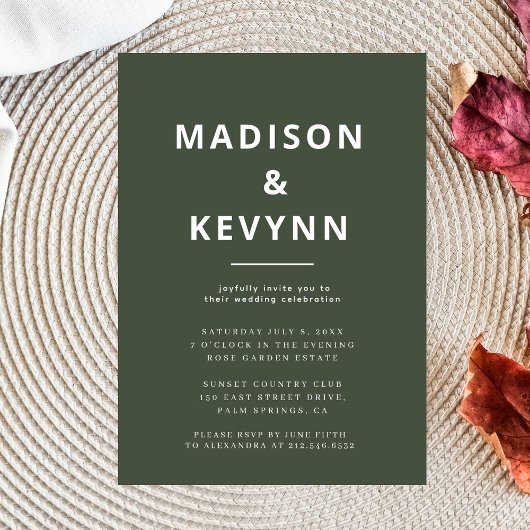 Bosgroen | Minimalistisch Scandi Modern Wedding Kaart