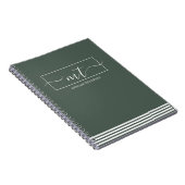 Bosgroen Moderne Patroon Script Naam Notitieboek (Rechterzijde)