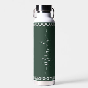 Bosgroen moderne script aangepaste naam rand chic waterfles